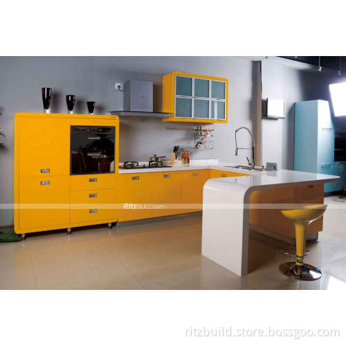 Wood Kitchen Cabinet Home Furniture 18mm High Gloss UV MDF Kitchen Cabinet Doors